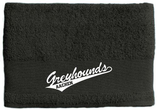 Artikelbild des Artikels “Greyhounds Duschtuch / Handtuch dunkelgrau mit Druck 70x140cm - 500g/m² “