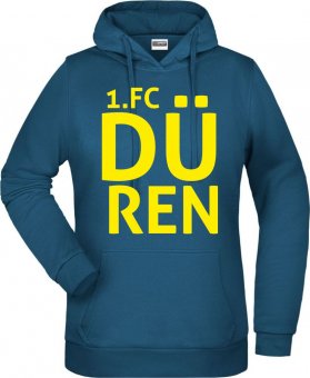1. FC Düren DAMEN Hoodie Kapuzenpullover "1.FC Düren" petrol Gr. 116 - 5XL 