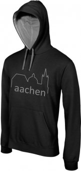 Aachen Dom Silhouette Hoodie Kapuzenpullover Skyline - schwarz/grau Gr. XS - 4XL 