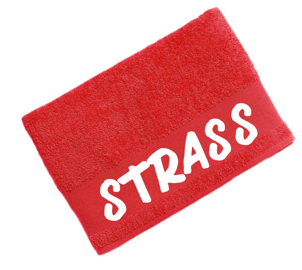  Artikelbild 1 des Artikels “Spvgg Straß Duschtuch / Handtuch rot mit Schriftzug 70x140cm - 500g/m² “