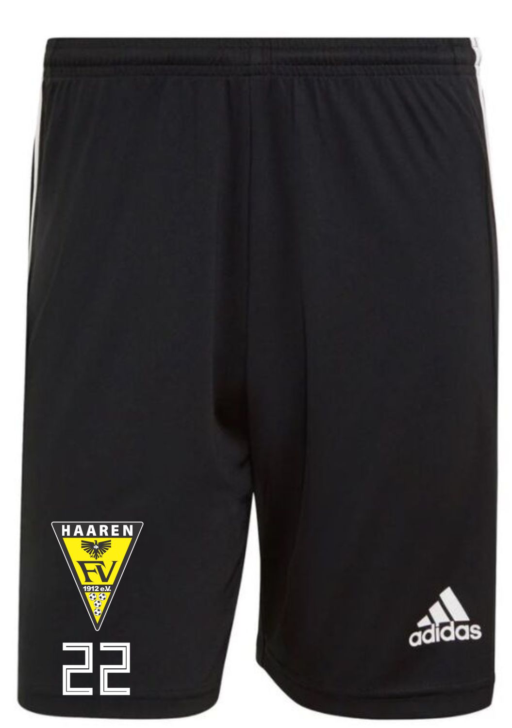  Artikelbild 1 des Artikels “DJK FV Haaren ADIDAS Hose Short schwarz mit Wappen und Initialen L“