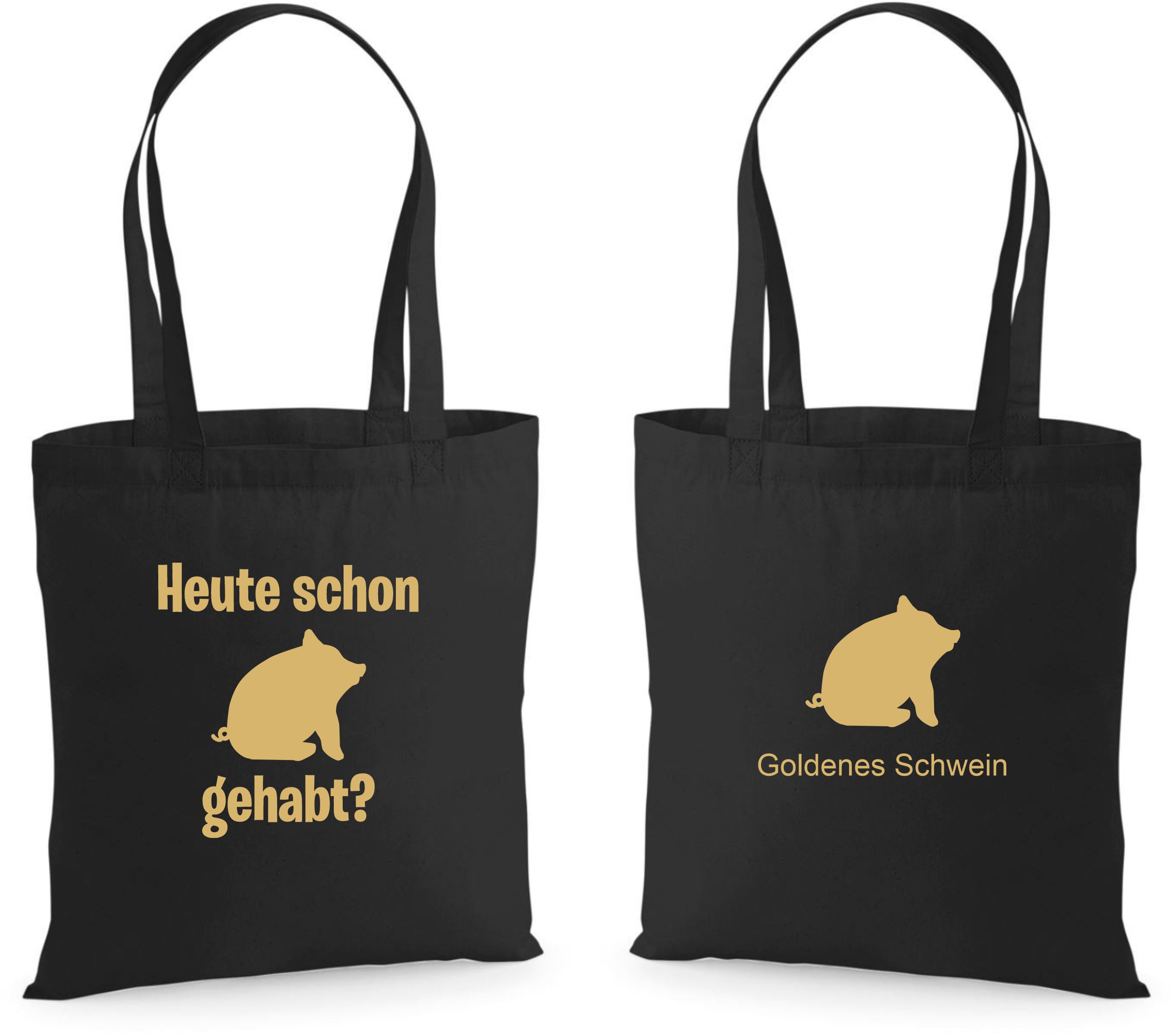  Artikelbild 1 des Artikels “Goldenes Schwein Baumwolltasche schwarz “